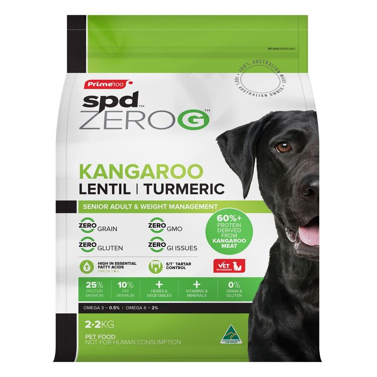 Prime100 Zero-G - Kangaroo Lentil Turmeric Senior Adult Dog Food - Weight Management 2.2KG (100000003888) [default_color]