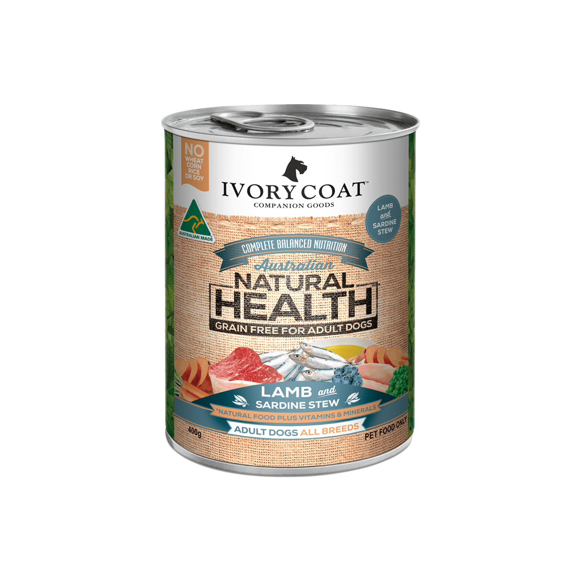 Ivory Coat Grain Free Adult Lamb & Sardine Wet Dog Food