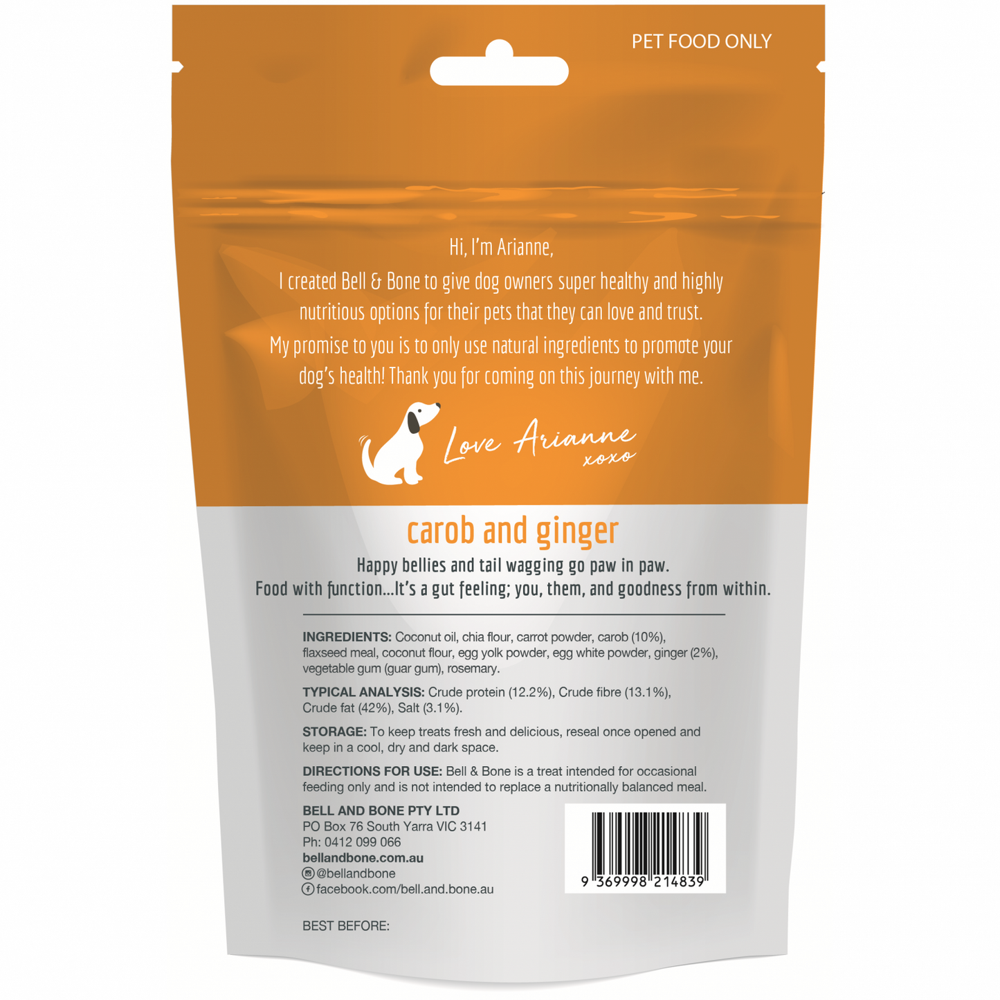 Bell & Bone Carob & Ginger Superfood Dog Treats