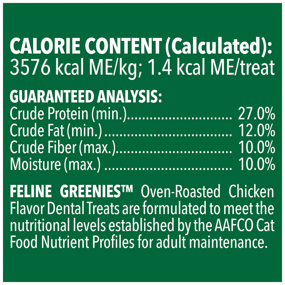 Greenies Oven Roasted Chicken Feline Cat Dental Treats