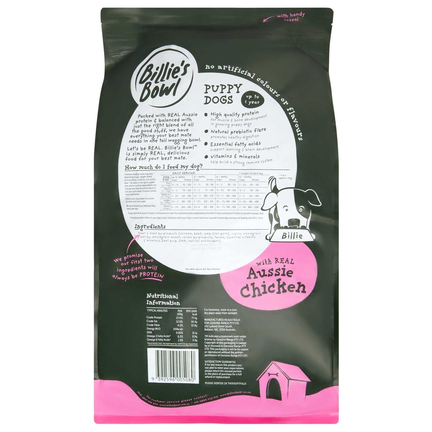 Billie's Bowl Puppy with Aussie Chicken Dry Dog Food