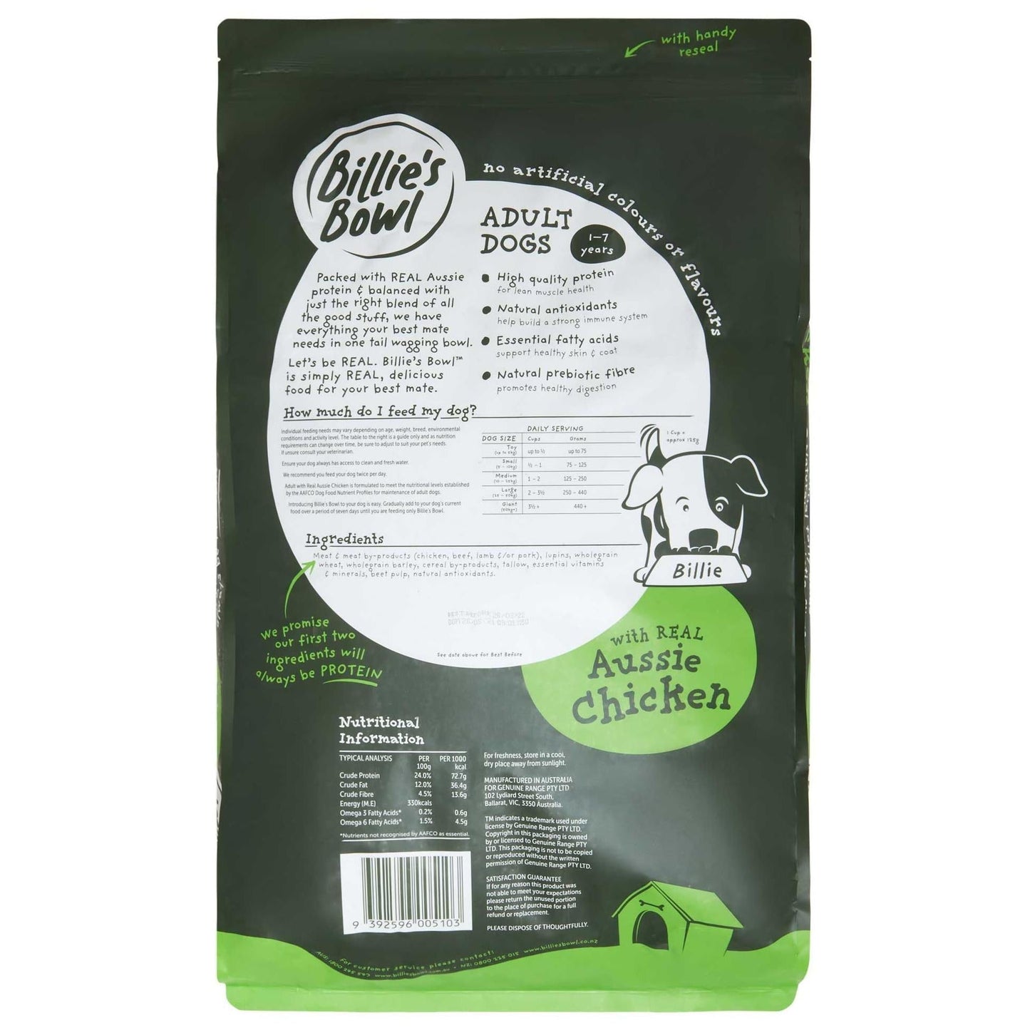 Billie's Bowl Adult with Aussie Chicken Dry Dog Food
