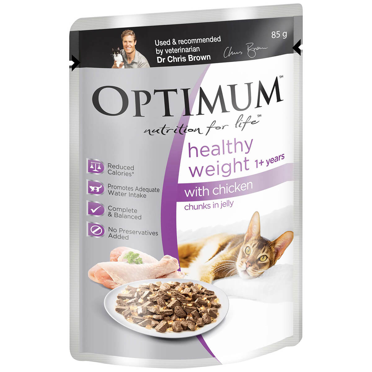 OPTIMUM Healthy Weight Adult Chicken Chunks In Jelly Wet Cat Food