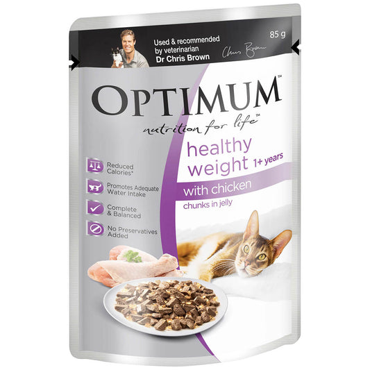 OPTIMUM Healthy Weight Adult Chicken Chunks In Jelly Wet Cat Food