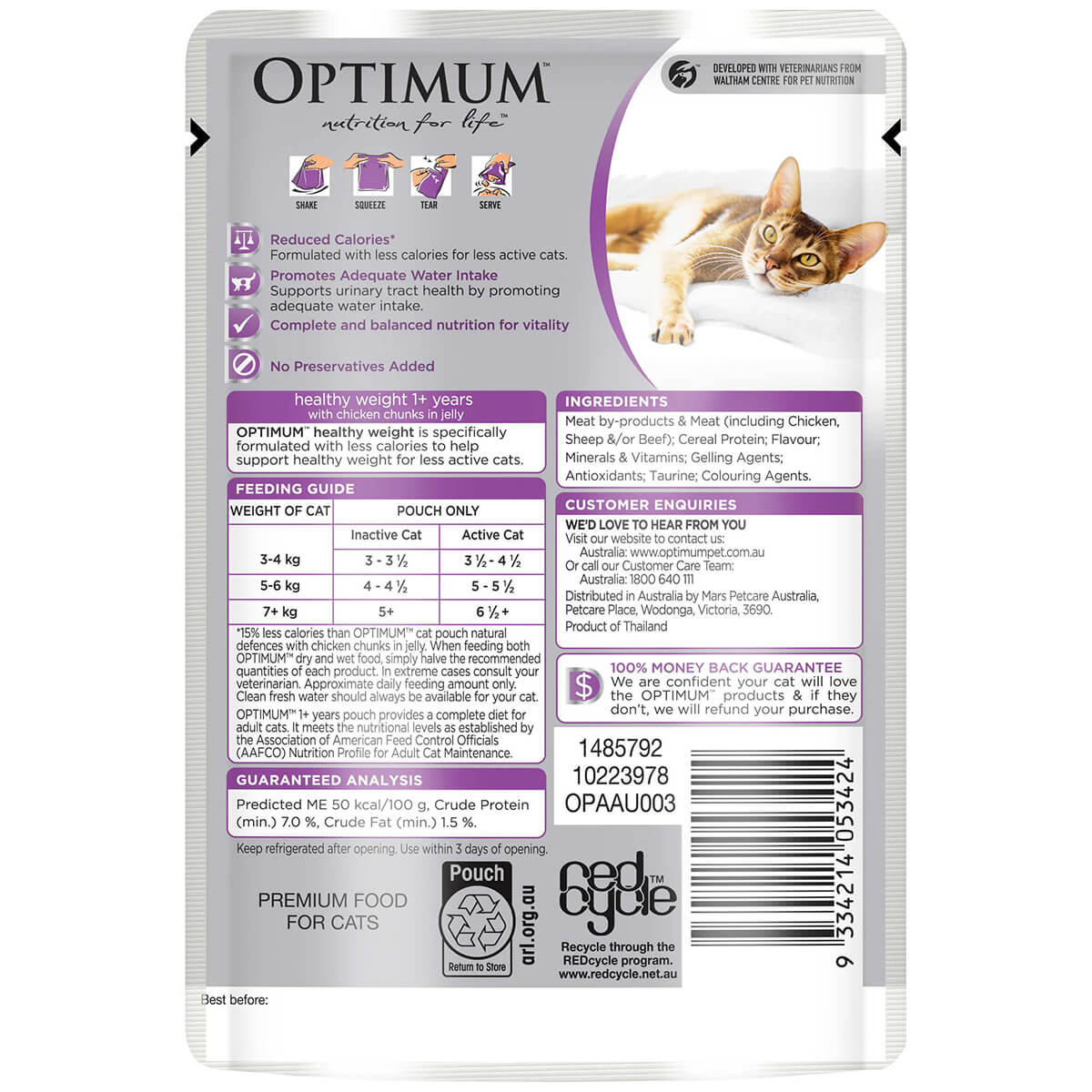 OPTIMUM Healthy Weight Adult Chicken Chunks In Jelly Wet Cat Food