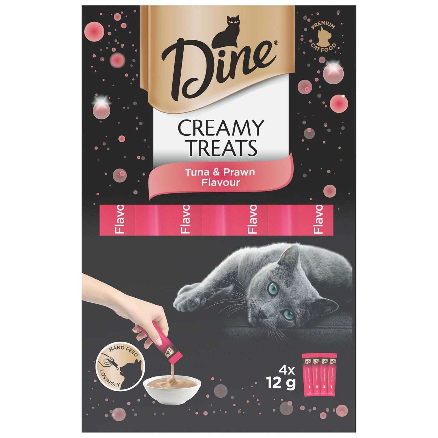 Dine Creamy Treats Tuna & Prawn Flavour Cat Treats 4X12g