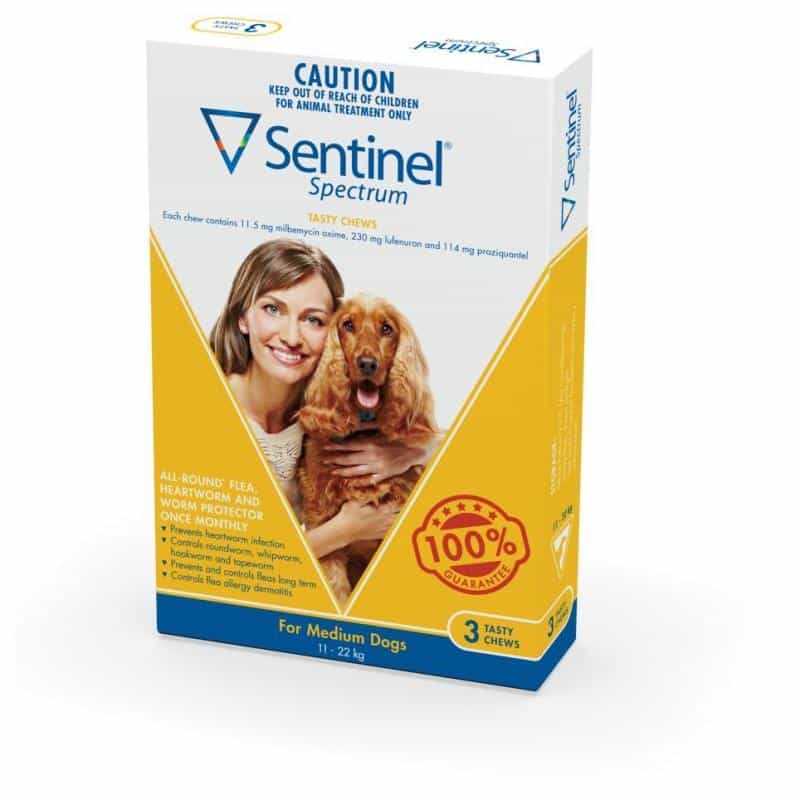 Sentinel Spectrum Tasty Chews Flea & Worming Treatment 11-22kg Dog