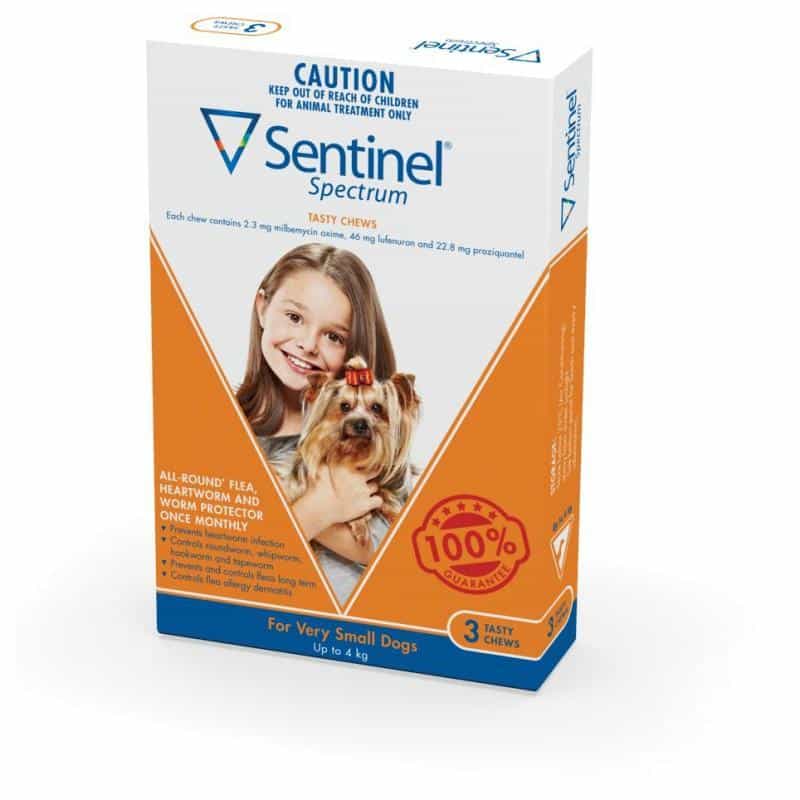 Sentinel Spectrum Tasty Chews Flea & Worming Treatment <4kg Dog