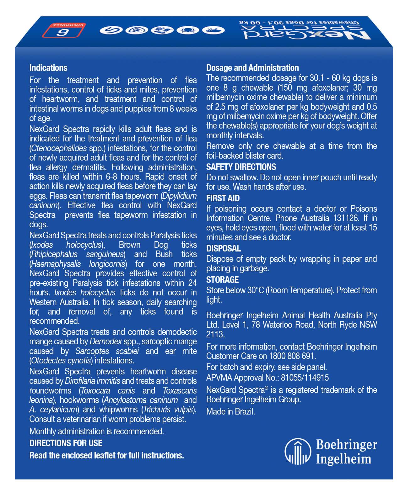 NexGard Spectra chews for dogs  30.1-60kg