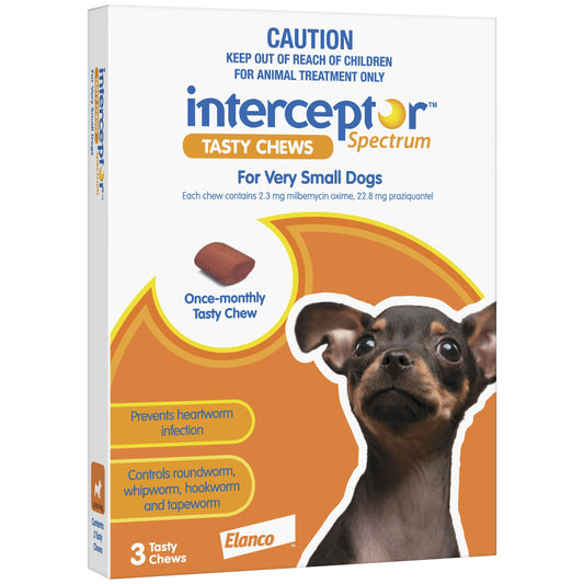 Interceptor Spectrum Tasty Chews Worming Treatment Extra Small Dog