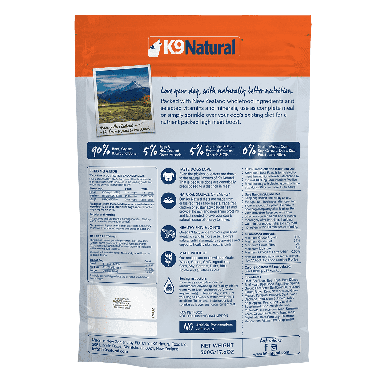 K9 Natural Grain Free Beef Dry Dog Food