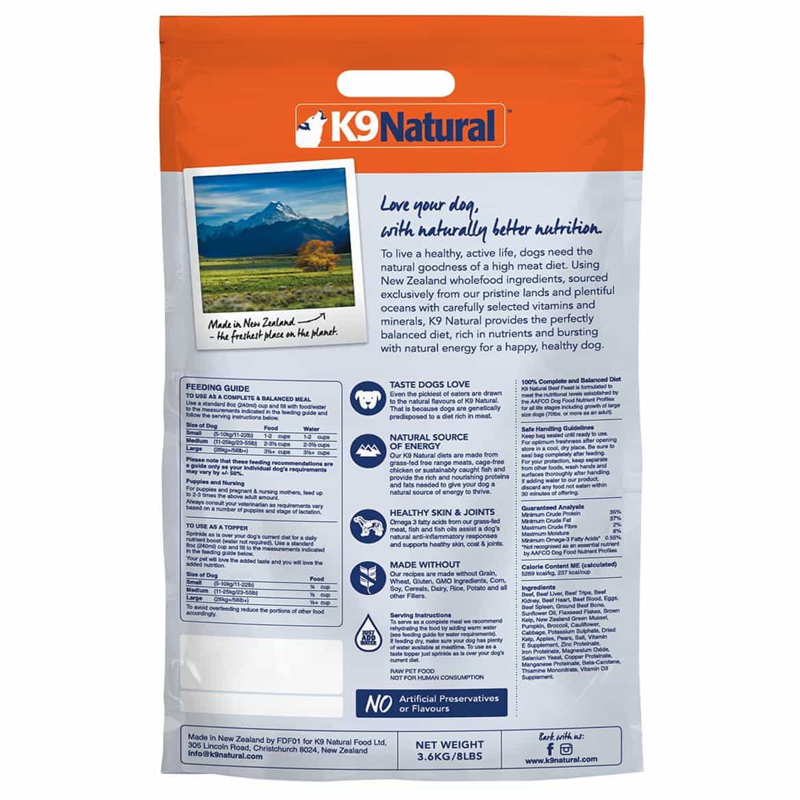 K9 Natural Grain Free Beef Dry Dog Food