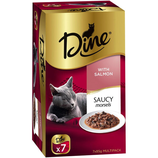 Dine Daily Variety Saucy Morsels & Salmon Wet Cat Food Tray