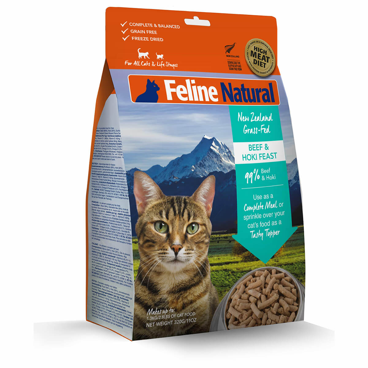 Feline Natural Beef & Hoki Freeze Dried Cat Food 320g