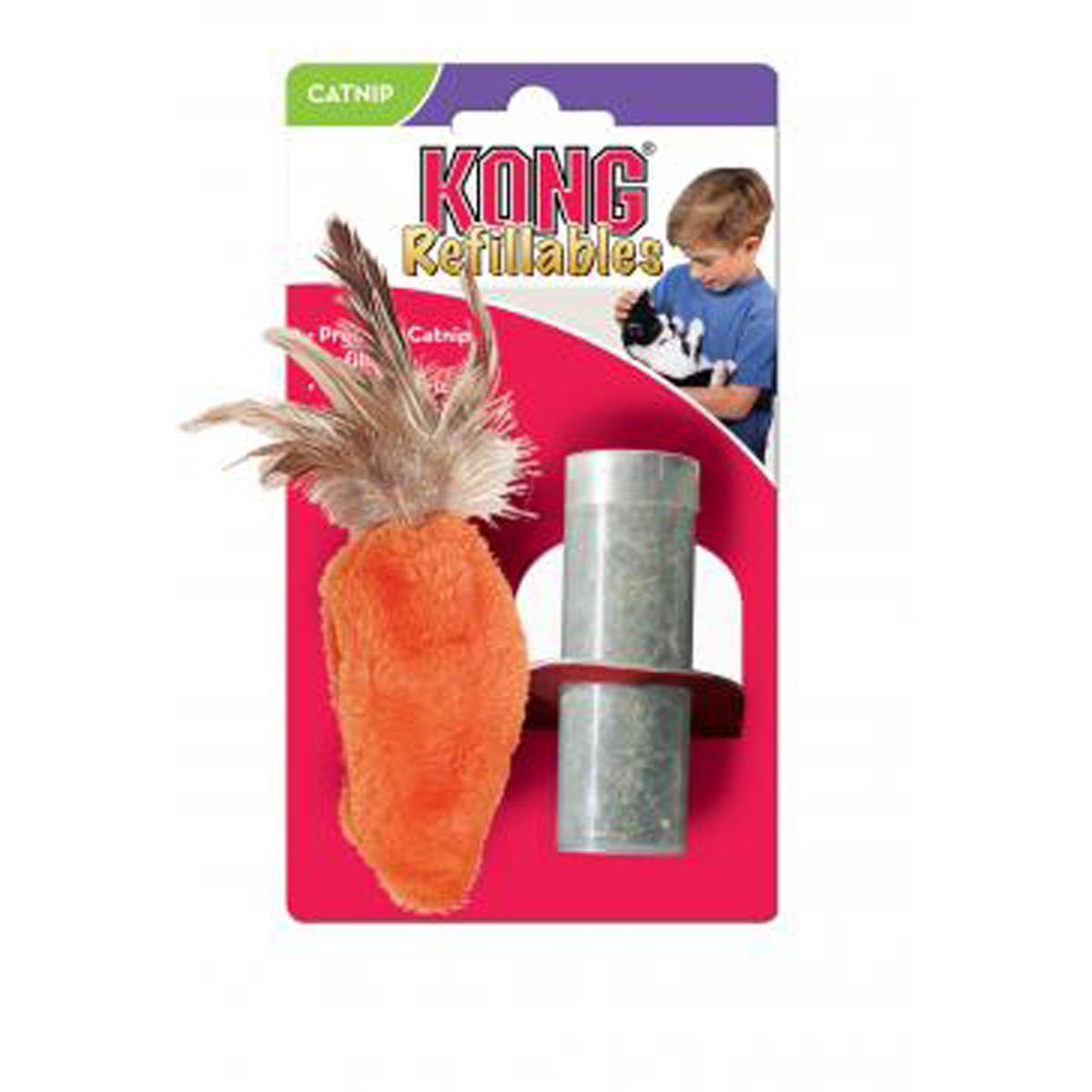 KONG Feather Top Carrot Refillable Catnip Toy