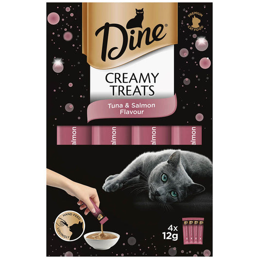 Dine Creamy Treats Tuna & Salmon Flavour Cat Treats 4X12g