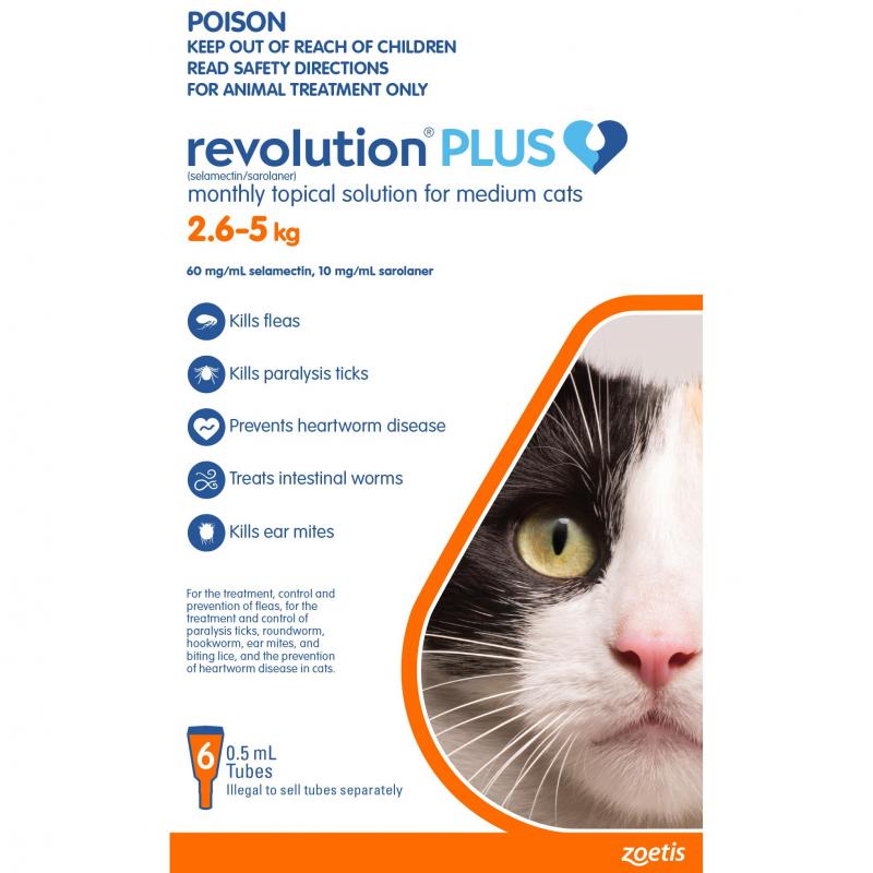 Revolution Plus Flea & Tick Treatment 2.5-5kg Cat
