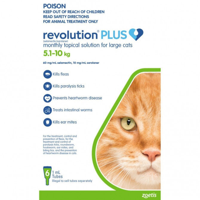 Revolution Plus Flea & Tick Treatment 5-10kg Cat