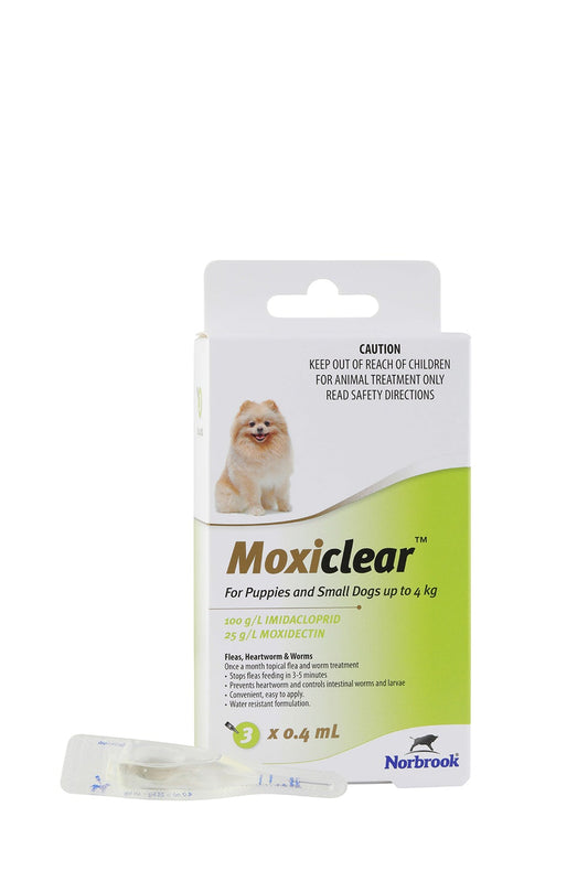 Moxiclear Flea & Worming Spot Treatment <4kg Dogs & Puppies