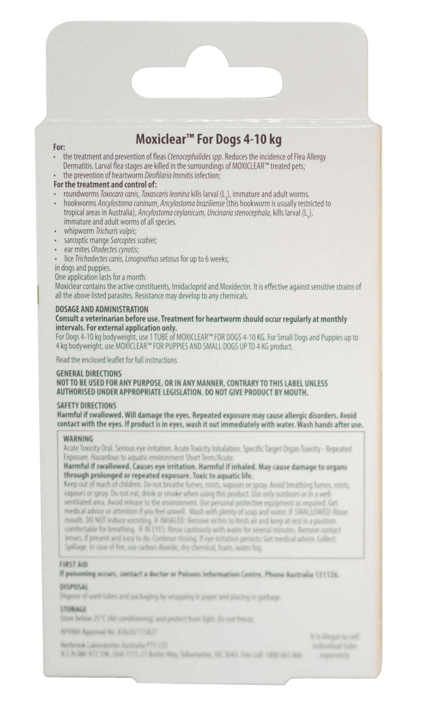 Moxiclear Flea & Worming Spot Treatment 4-10kg Dog