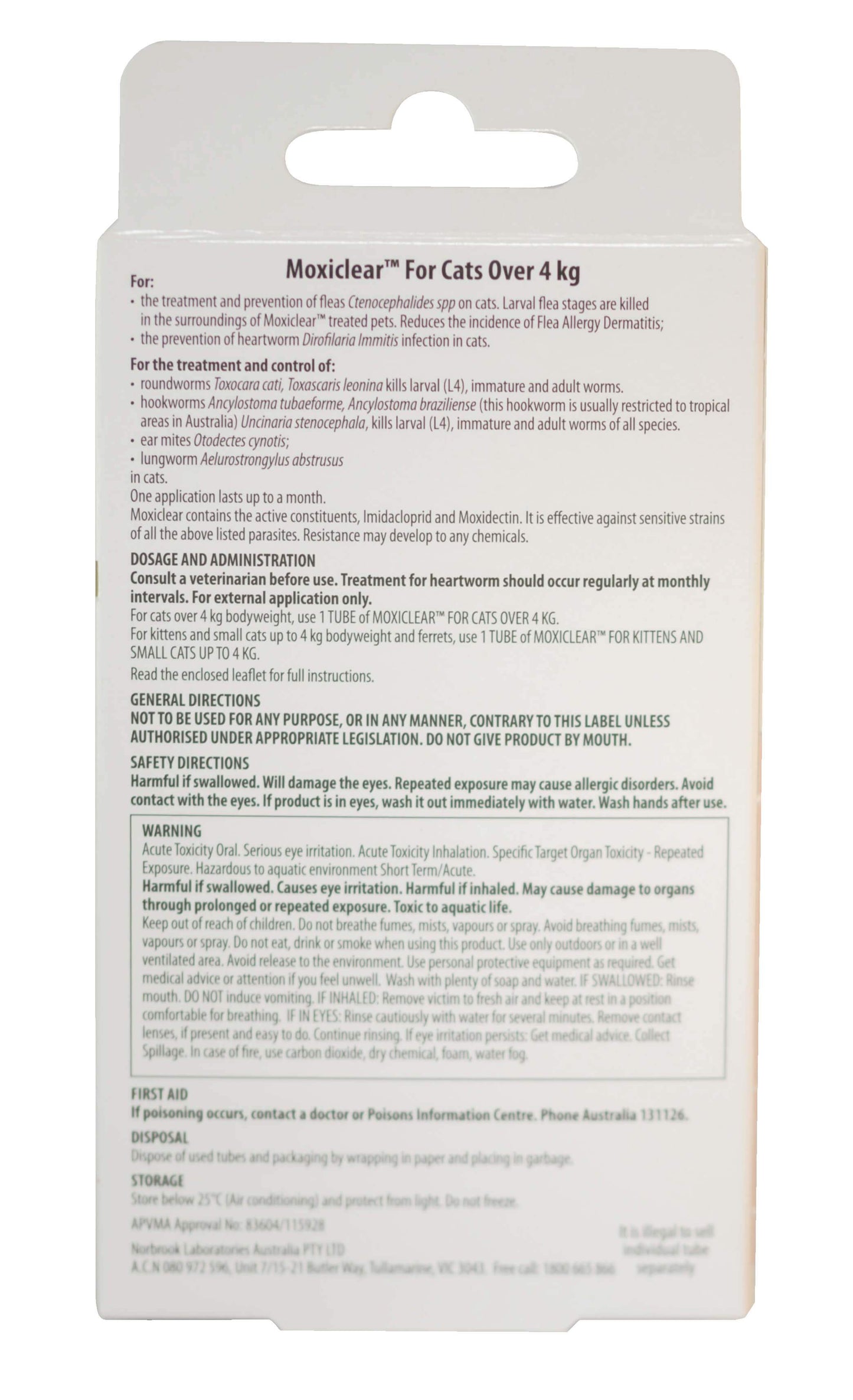 Moxiclear Flea & Worming Spot Treatment >4kg Cat
