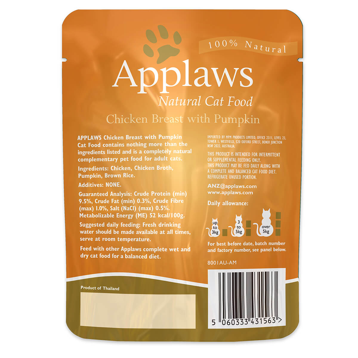 Applaws Chicken & Pumpkin Pouch Wet Cat Food