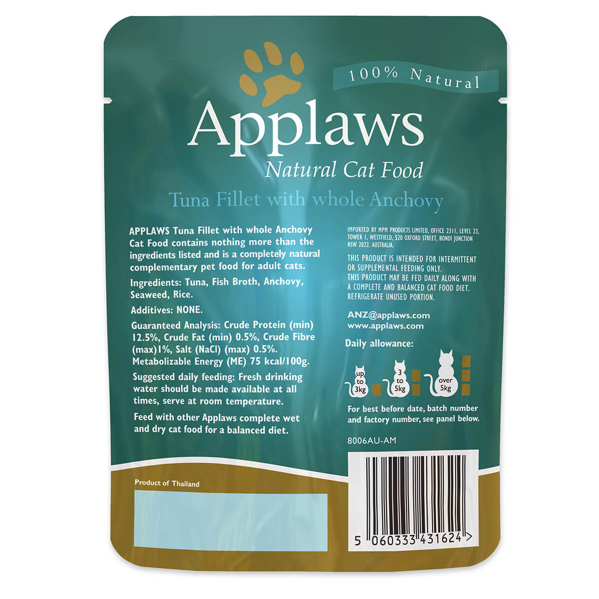 Applaws Tuna & Anchovy Pouch Wet Cat Food