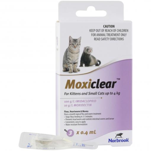 Moxiclear Flea & Worming Spot Treatment <4kg Kittens & Cats