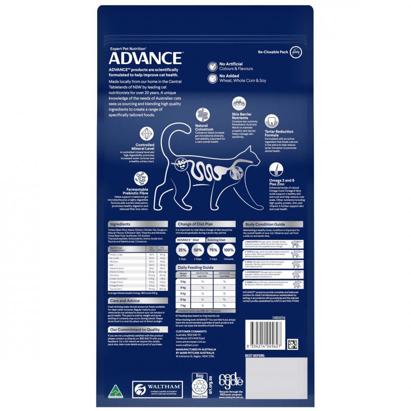 Advance Sensitive Adult Turkey Dry Cat Food