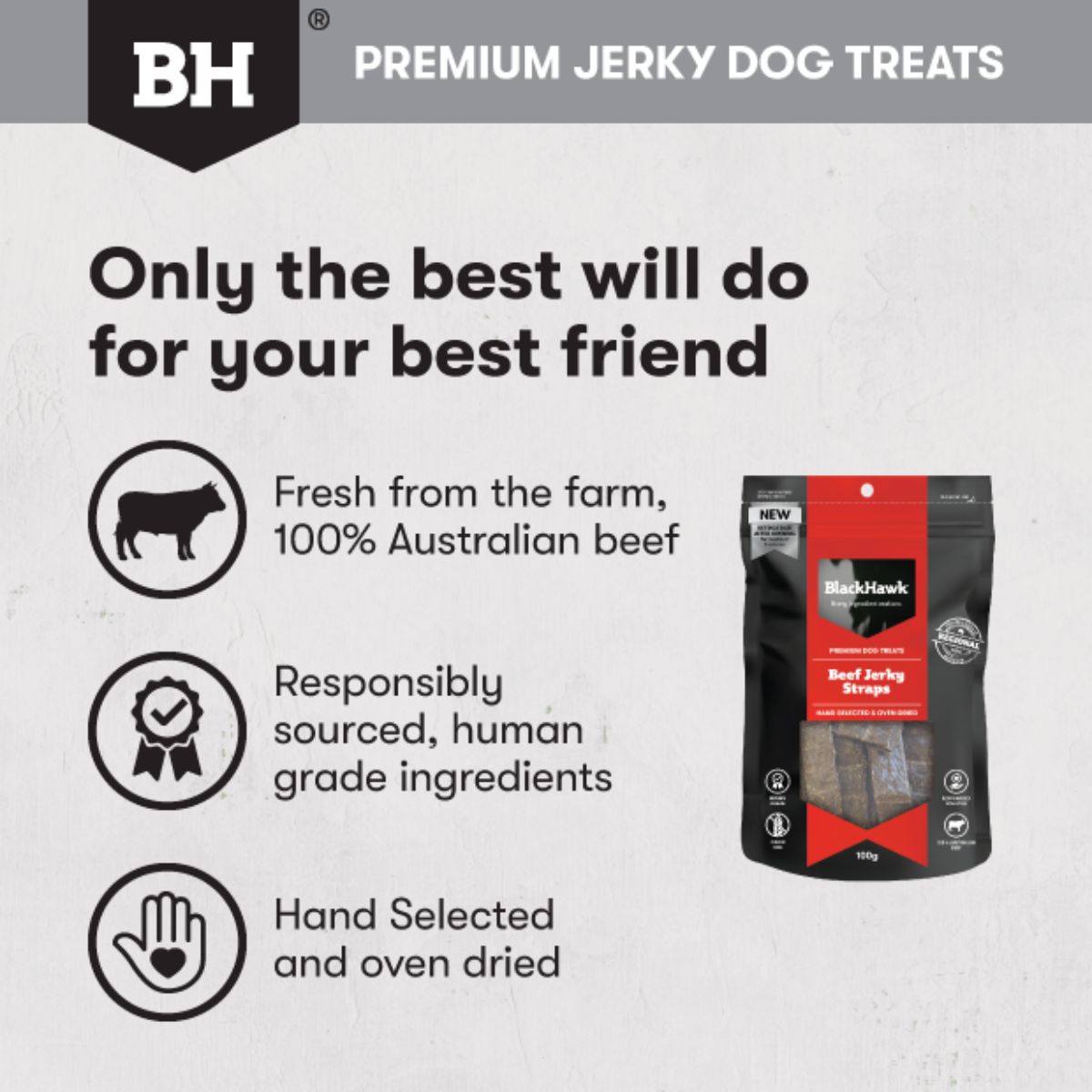 Black Hawk Beef Jerky Straps Dog Treats