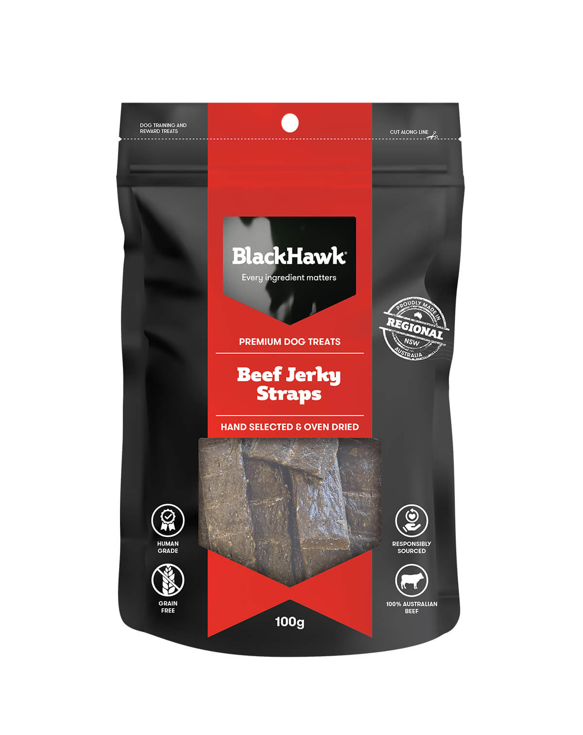 Black Hawk Beef Jerky Straps Dog Treats