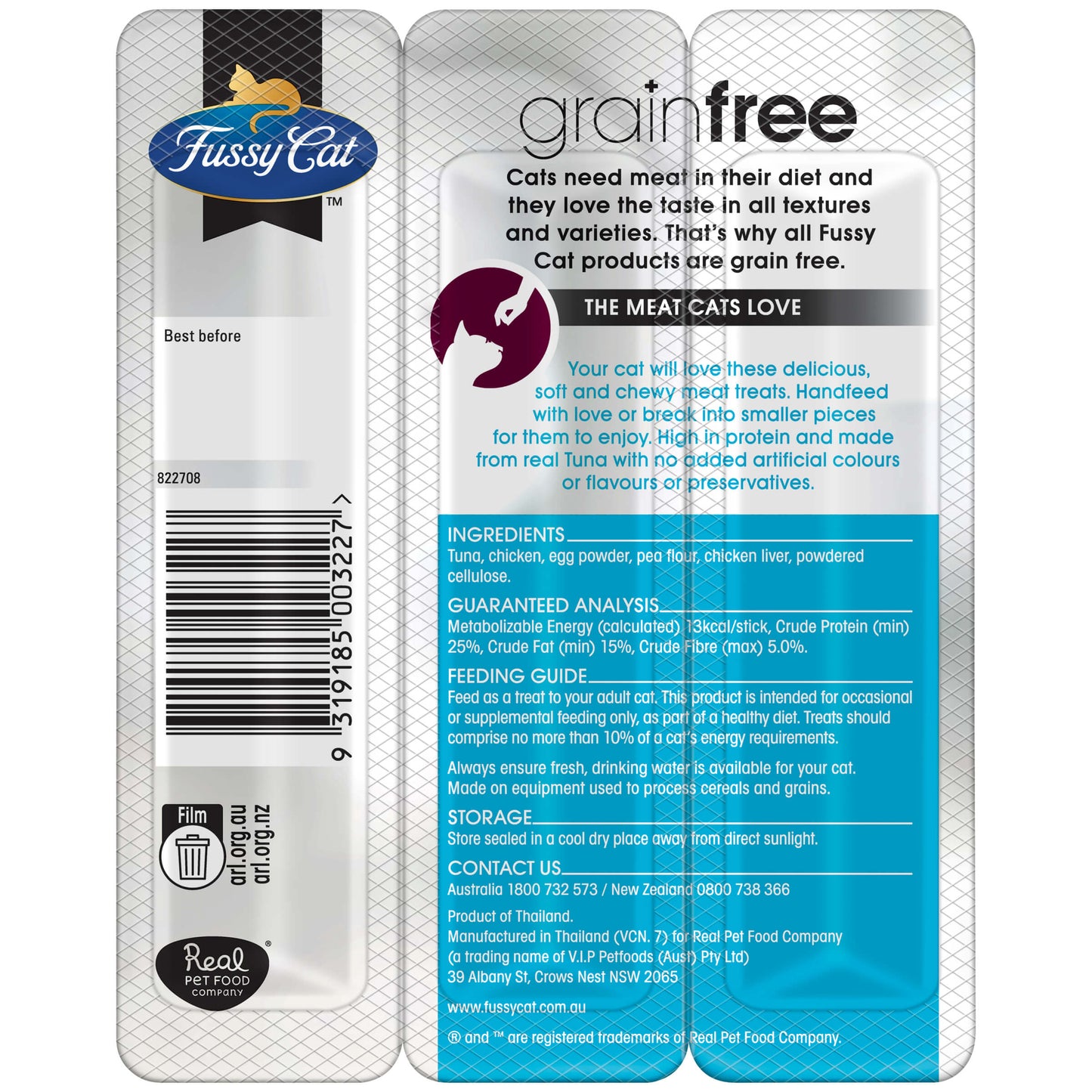 Fussy Cat Grain Free Tender Sticks Tuna Cat Treats