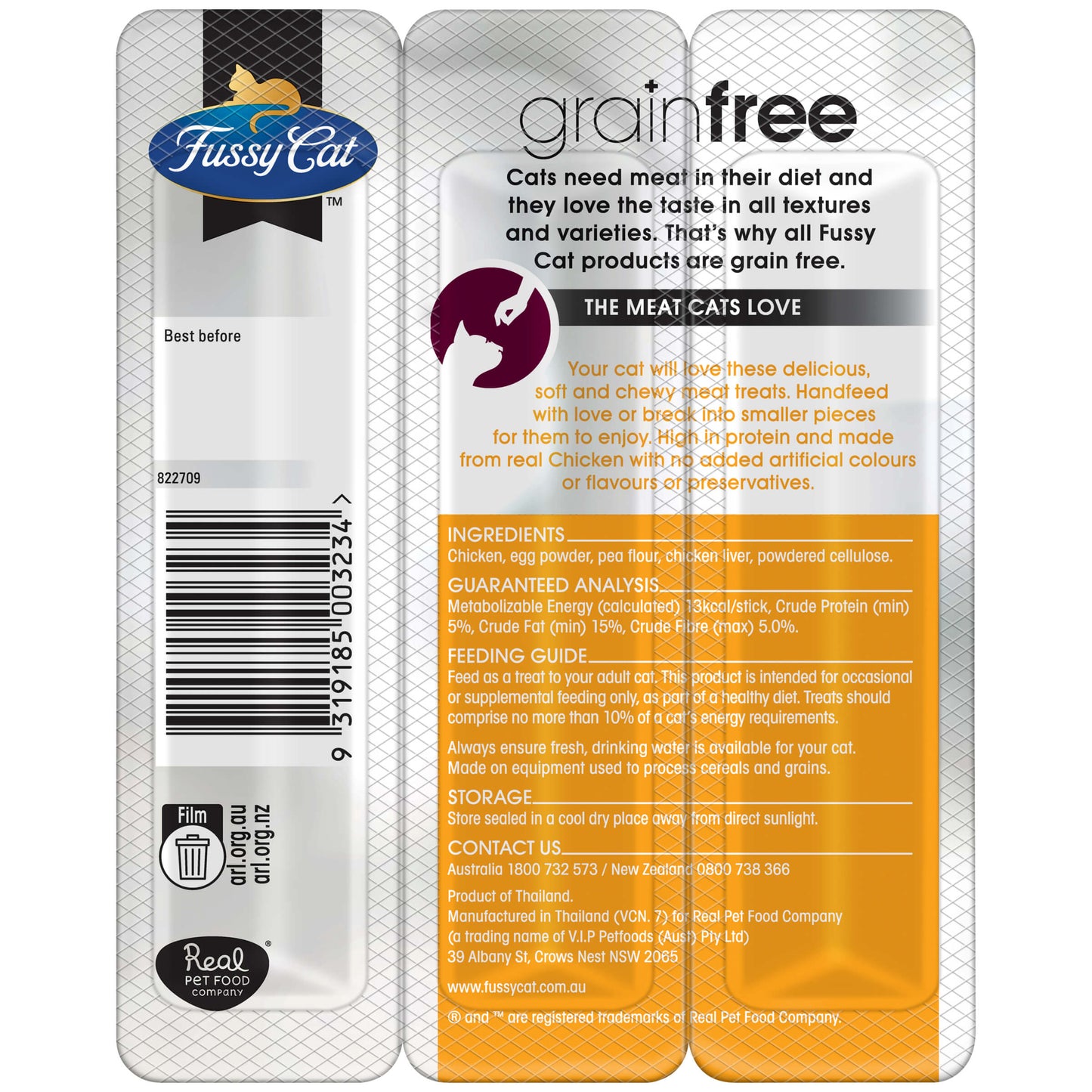 Fussy Cat Grain Free Tender Sticks Chicken Cat Treats