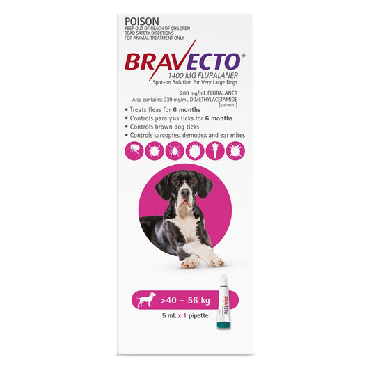 BRAVECTO Flea & Tick Spot-On Treatment 40-56kg Dog