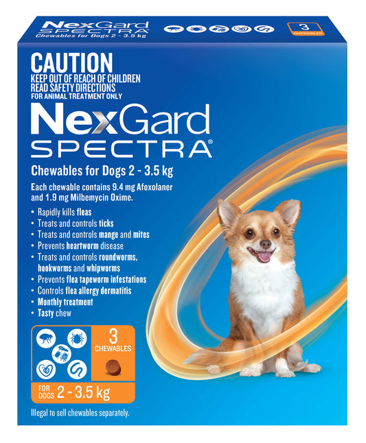 NexGard Spectra For Extra Small Dogs 2-3.5kg