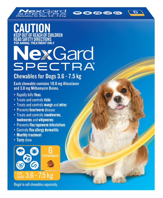NexGard Spectra chews for dogs  3.6-7.5kg