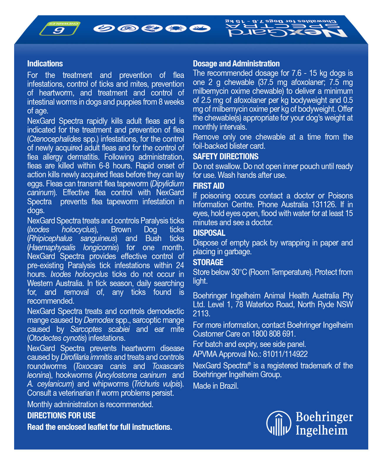 NexGard Spectra chews for dogs  7.6-15kg