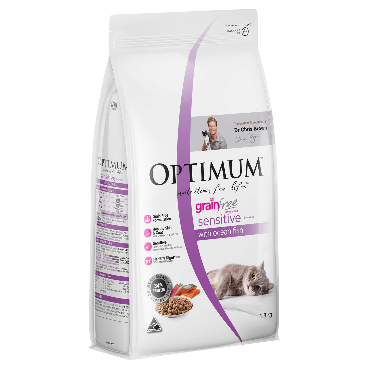 Optimum Grain Free Sensitive Ocean Fish Dry Cat Food