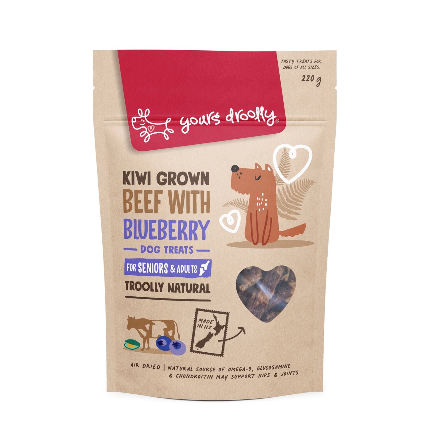 Yours Droolly Kiwi Grown Hip & Joint Beef with Blueberry Dog Treats