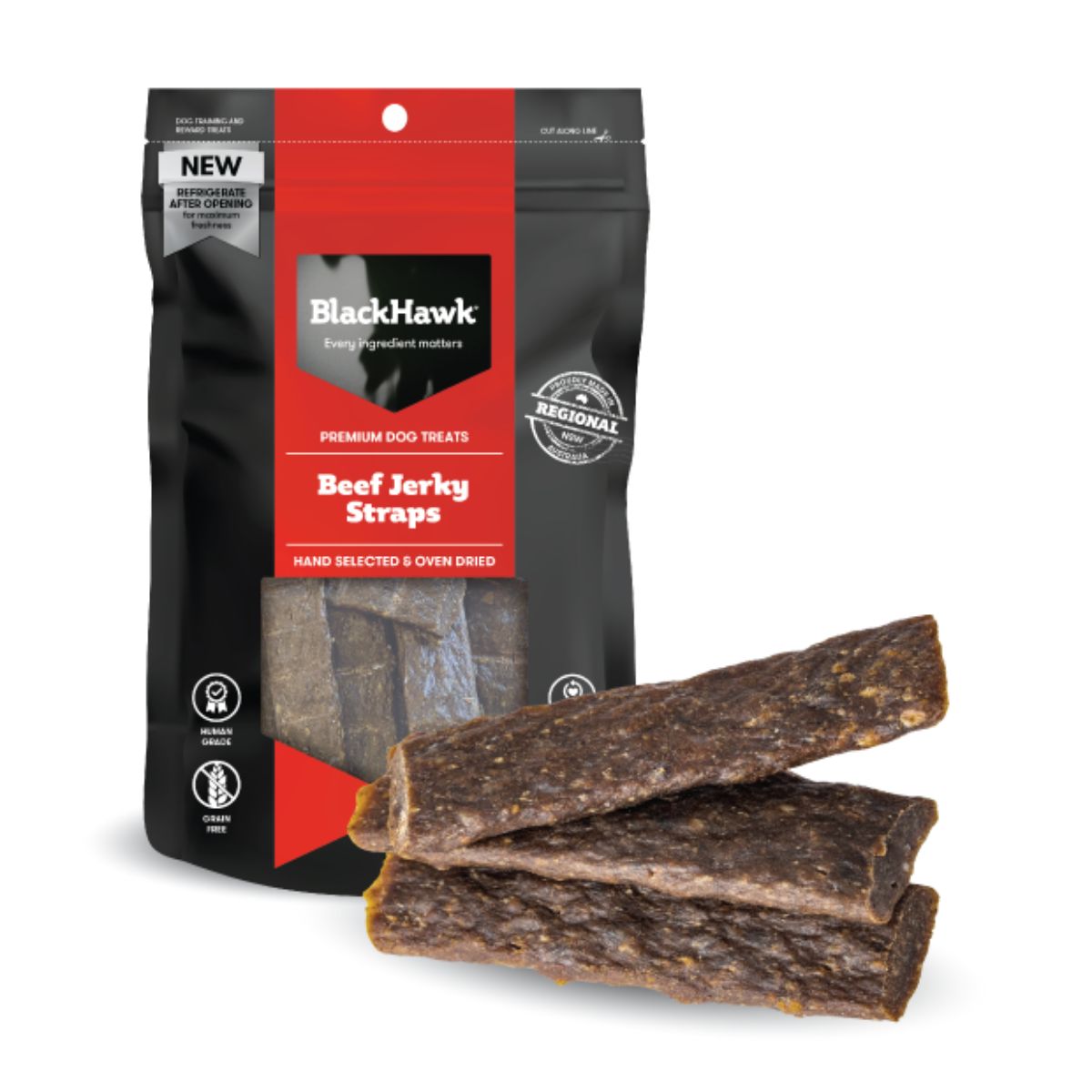 Black Hawk Beef Jerky Straps Dog Treats