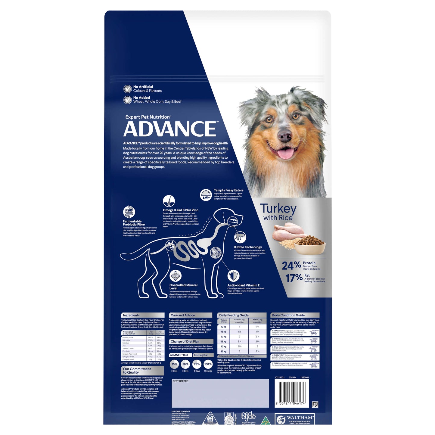 Advance Medium Breed Adult Turkey with Rice Dry Dog Food 20kg