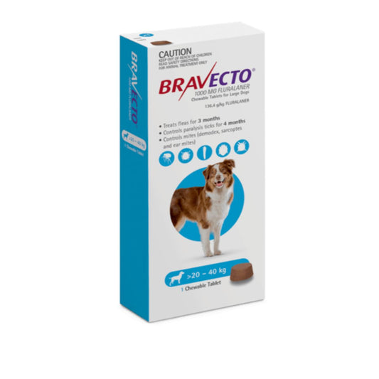 Bravecto Blue Flea & Tick Chew Treatment 20-40Kg Dog