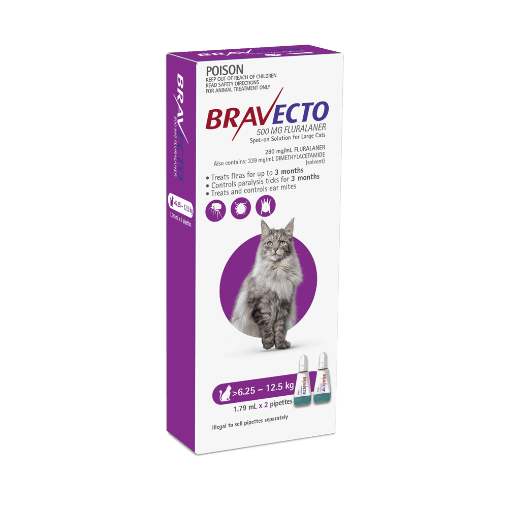 BRAVECTO Flea & Tick Spot-On Treatment 6.25-12.5kg Cat