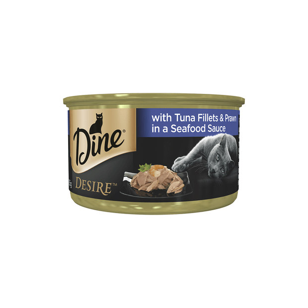 Dine Desire Tuna Fillets & Whole Prawns In A Seafood Sauce Wet Cat Food
