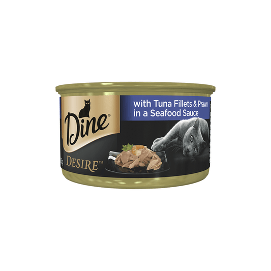 Dine Desire Tuna Fillets & Whole Prawns In A Seafood Sauce Wet Cat Food