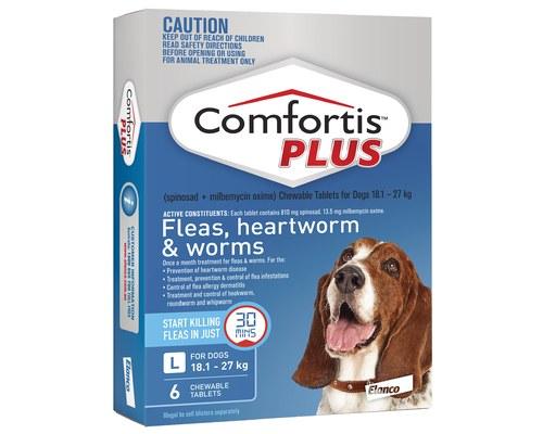 Comfortis Plus Blue Flea & Worming Tablets 18.1-27kg Dog